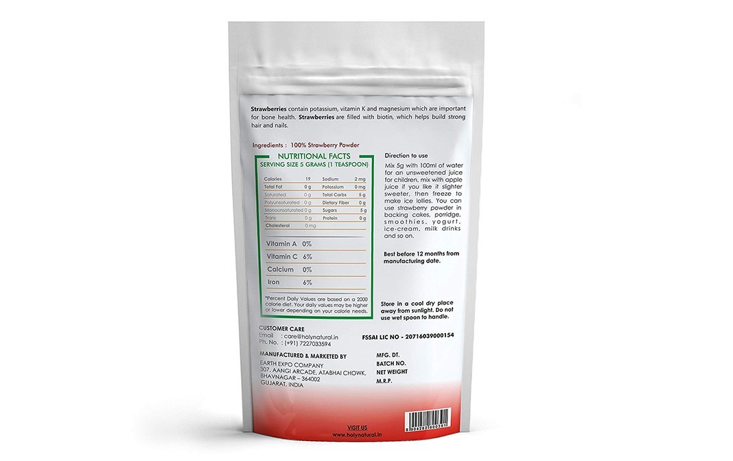 Holy Natural Strawberry Powder    Pack  50 grams